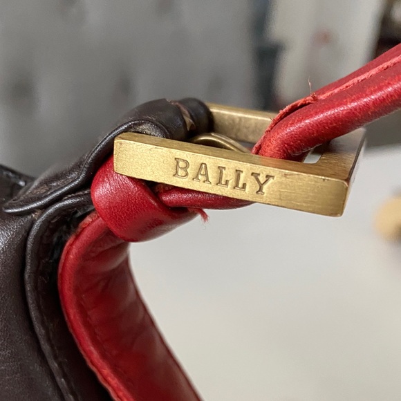 Bally Italian Brown Leather Shoulder Bag Red Strap Front Pockets w COA - Picture 12 of 17